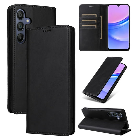 ELEHOLD Case for Samsung Galaxy A26 5G, RFID Blocking Wallet Phone Case, Shockproof Leather Cover with Kickstand, Magnetic Closure,Black