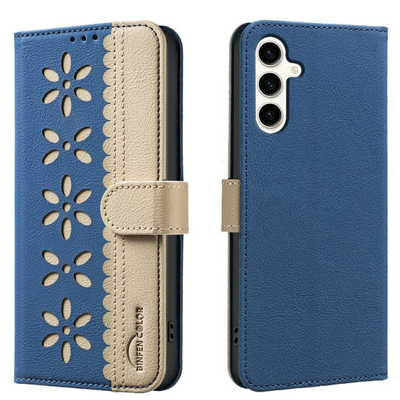 ELEHOLD Case for Samsung Galaxy A26 5G, RFID Blocking Wallet Phone Case with Kickstand, Flip Leather Cover with Card Slots,Darkblue