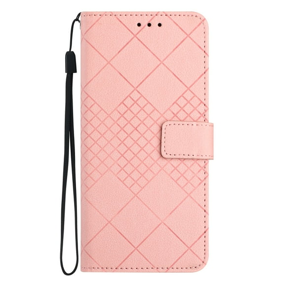 ELEHOLD Case for Samsung Galaxy A35, Leather Wallet Case Stand Cover with Wrist Strap,Pink