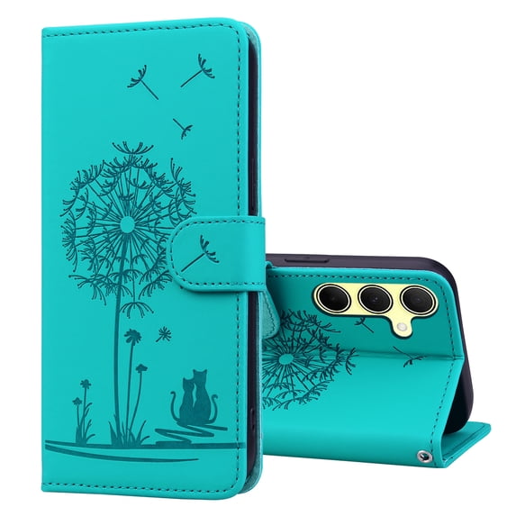 ELEHOLD Case for Samsung Galaxy A35, Premium PU Leather Wallet Flip Case Folio Cover with Card Holder Kickstand,Green