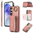 thumbnail image 1 of ELEHOLD Case for Samsung Galaxy A35, Zipper Leather Wallet Case with Card Holder Stand,Pink, 1 of 6