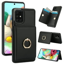 ELEHOLD Case for Samsung Galaxy A51 4G,Business PU Leather Stand Case with Card Holder & Ring Holder,Black