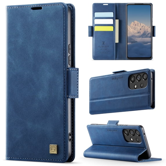 ELEHOLD Case for Samsung Galaxy A52 5G, RFID Blocking Leather Wallet Phone Case with Card Slots & Adjustable Kickstand,Blue