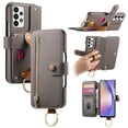 thumbnail image 1 of ELEHOLD Case for Samsung Galaxy A52 5G, RFID Blocking Zipper Leather Wallet Stand Case with Card Slot & Wrist Strap & Ring Holder,Gray, 1 of 10