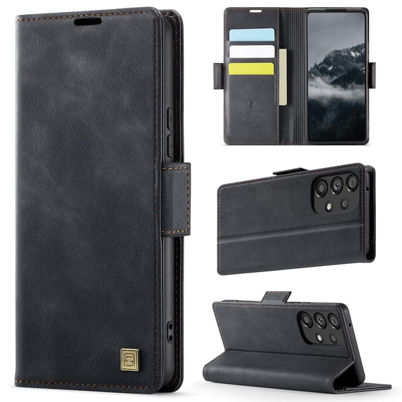 ELEHOLD Case for Samsung Galaxy A53 5G, RFID Blocking Leather Wallet Phone Case with Card Slots & Adjustable Kickstand,Black