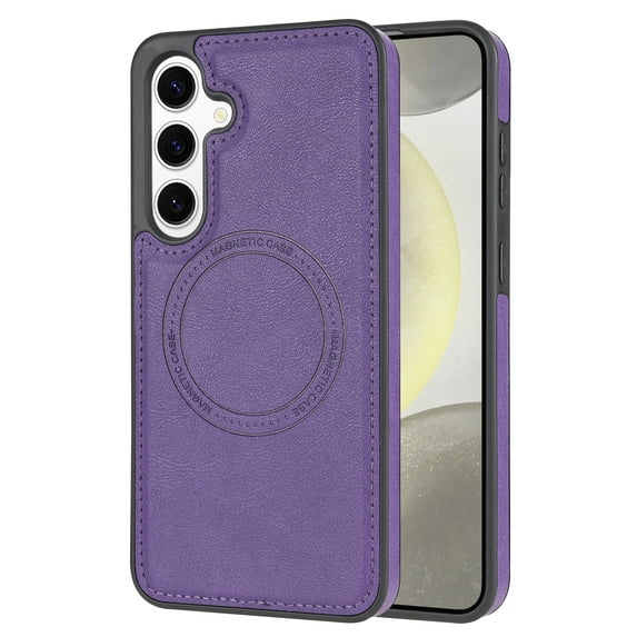 ELEHOLD Case for Samsung Galaxy A54 5G, Shockproof Slim Magnetic Leather Case, Compatible with MagSafe Accessories,Purple