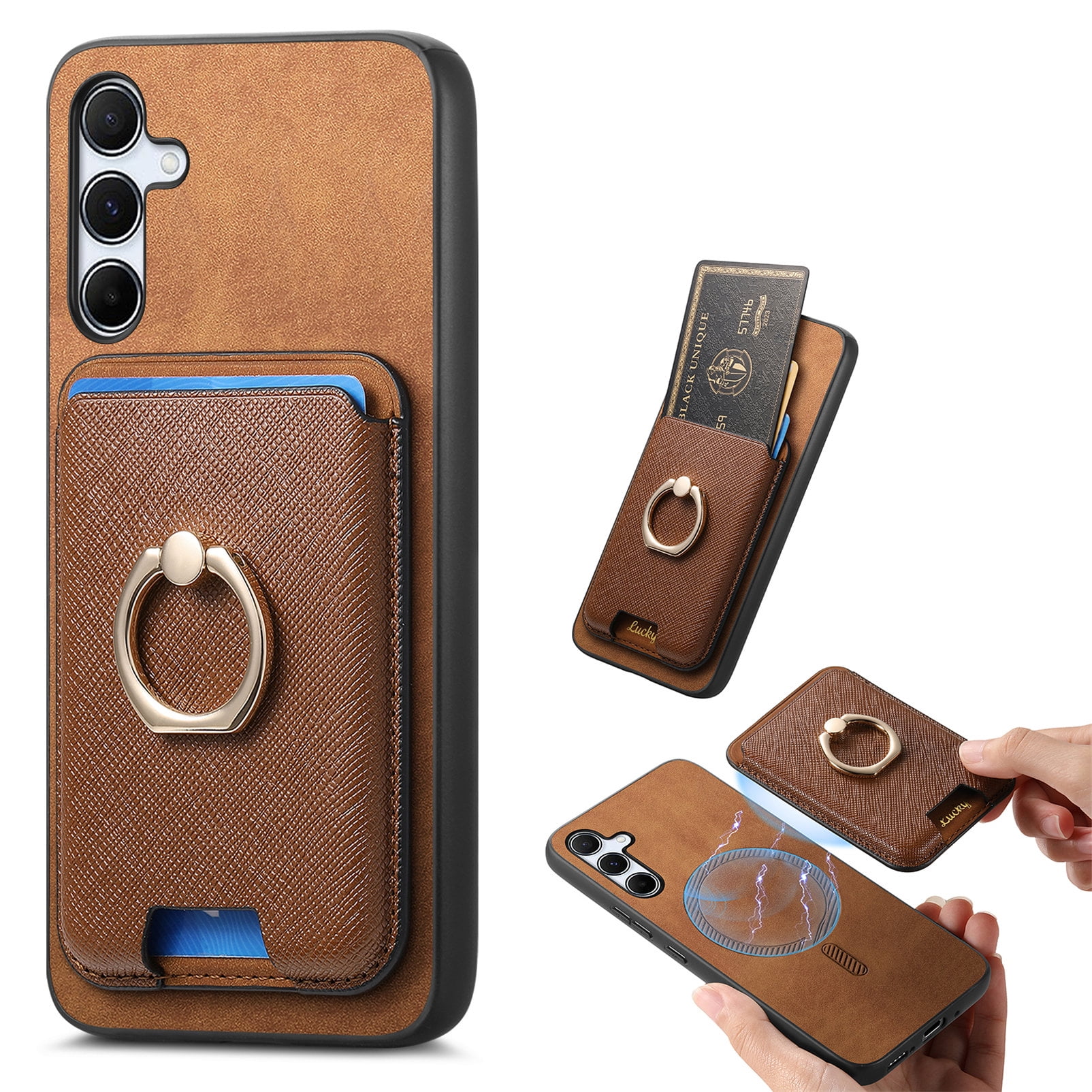 ELEHOLD Case for Samsung Galaxy A55, Slim Wallet Case with