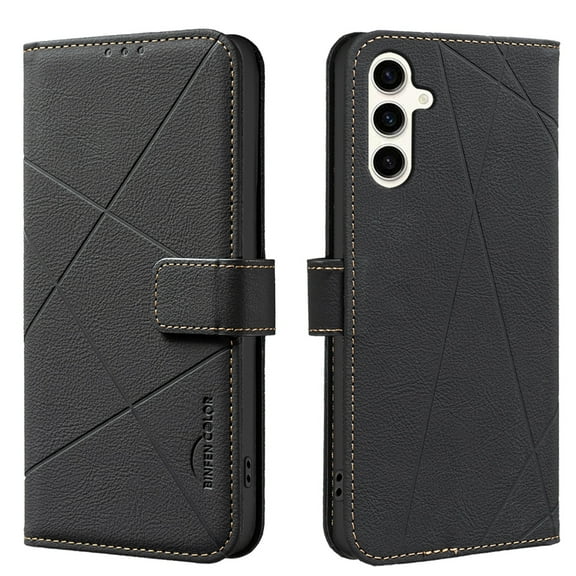 ELEHOLD Case for Samsung Galaxy A56 5G, RFID Blocking Leather Wallet Case, Flip Cover with Card Slots & Stand,Black