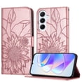 thumbnail image 1 of ELEHOLD Case for Samsung Galaxy A56 5G, Sunflower Embossed Leather Wallet Case with Magnetic Closure & Kickstand,Rosegold, 1 of 6