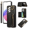 thumbnail image 1 of ELEHOLD Case for Samsung Galaxy A73 5G, Zipper Leather Wallet Case with Card Holder Stand,Black, 1 of 6