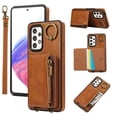 thumbnail image 1 of ELEHOLD Case for Samsung Galaxy A73 5G, Zipper Leather Wallet Case with Card Holder Stand,Brown, 1 of 6