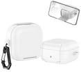 thumbnail image 1 of ELEHOLD Case for Samsung Galaxy Buds 4/4 Pro, Foldable Stand Bracket Premium Leather Shockproof Protective Case with Keychain , White, 1 of 6