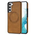 thumbnail image 1 of ELEHOLD Case for Samsung Galaxy S22 Plus, Shockproof Slim Magnetic Leather Case, Compatible with MagSafe Accessories,Brown, 1 of 4