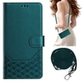 thumbnail image 1 of ELEHOLD Case for Samsung Galaxy S22, RFID Leather Wallet Stand Case with Long Shoulder & Wrist Strap,Wireless Charging,Darkgreen, 1 of 9