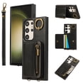 thumbnail image 1 of ELEHOLD Case for Samsung Galaxy S22 Ultra, Zipper Leather Wallet Case with Card Holder Stand,Black, 1 of 6