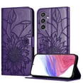 thumbnail image 1 of ELEHOLD Case for Samsung Galaxy S23 FE, Sunflower Embossed Leather Wallet Case with Magnetic Closure & Kickstand,Darkpurple, 1 of 6