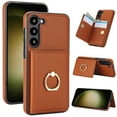 thumbnail image 1 of ELEHOLD Case for Samsung Galaxy S23 Plus,Business PU Leather Stand Case with Card Holder & Ring Holder,Brown, 1 of 7
