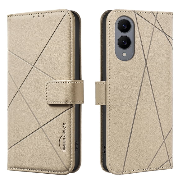 ELEHOLD Case for Samsung Galaxy S23 Plus, RFID Blocking Leather Wallet Case, Flip Cover with Card Slots & Stand,Beige