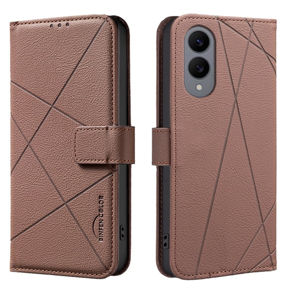 ELEHOLD Case for Samsung Galaxy S23 Plus, RFID Blocking Leather Wallet Case, Flip Cover with Card Slots & Stand,Brown
