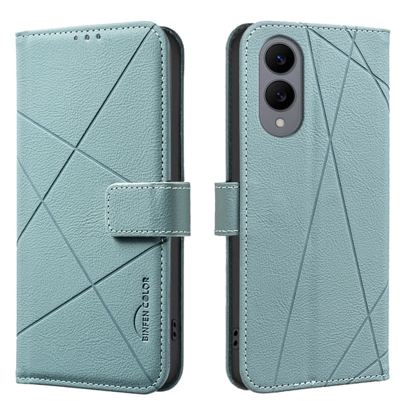 ELEHOLD Case for Samsung Galaxy S23, RFID Blocking Leather Wallet Case, Flip Cover with Card Slots & Stand,Green
