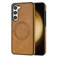 thumbnail image 1 of ELEHOLD Case for Samsung Galaxy S23, Shockproof Slim Magnetic Leather Case, Compatible with MagSafe Accessories,Brown, 1 of 5