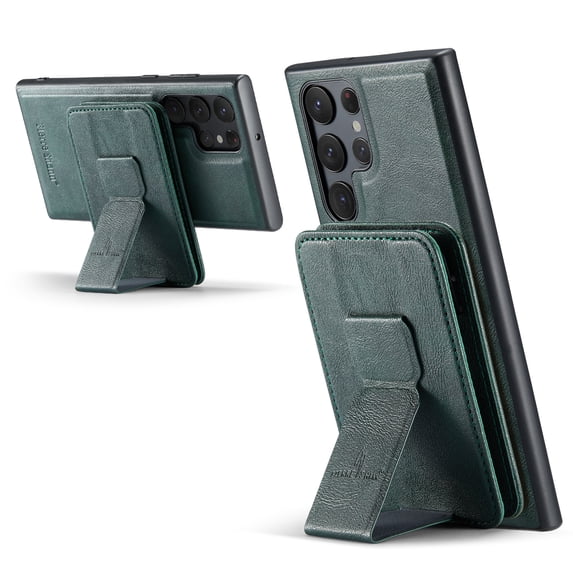 ELEHOLD Case for Samsung Galaxy S23 Ultra, Shockproof Magnetic Leather Wallet Case with Hand Grip & Kickstand & RFID Blocking,Green
