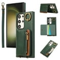 thumbnail image 1 of ELEHOLD Case for Samsung Galaxy S23 Ultra, Zipper Leather Wallet Case with Card Holder Stand,Green, 1 of 6