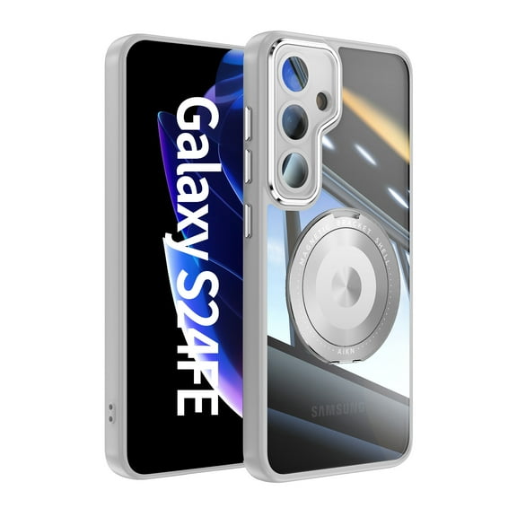 ELEHOLD Case for Samsung Galaxy S24 FE, Anti-Drop 360° Stand Case with Lens Protector,Gray