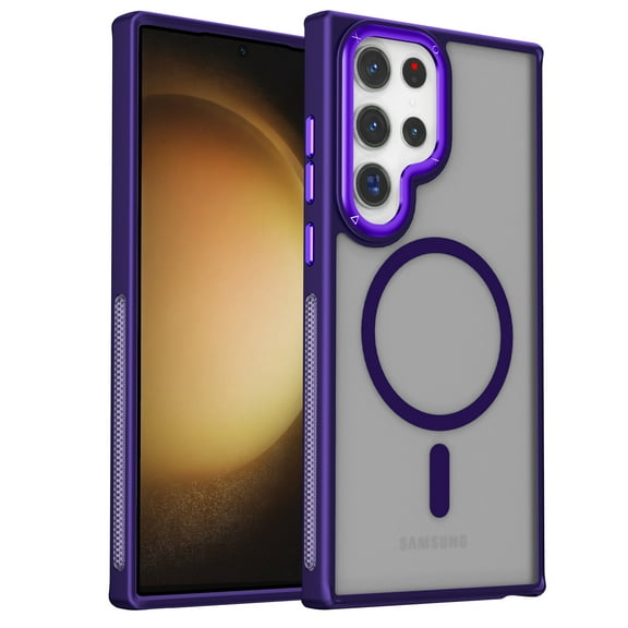ELEHOLD Case for Samsung Galaxy S24 FE, Shockproof Magnetic Translucent Case Compatible with MagSafe Accessories,Purple
