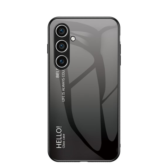 ELEHOLD Case for Samsung Galaxy S24, Lightweight Gradient Glass Case Ultra Slim Shockproof Cover,Gray