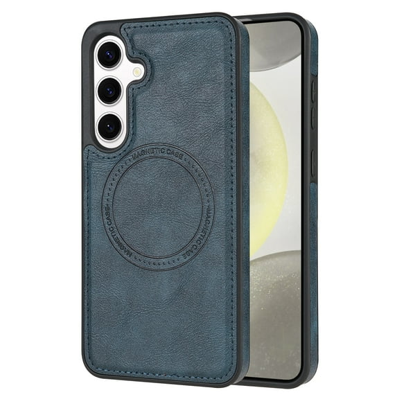 ELEHOLD Case for Samsung Galaxy S24, Shockproof Slim Magnetic Leather Case, Compatible with MagSafe Accessories,Green