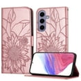 thumbnail image 1 of ELEHOLD Case for Samsung Galaxy S24, Sunflower Embossed Leather Wallet Case with Magnetic Closure & Kickstand,Rosegold, 1 of 6