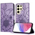 thumbnail image 1 of ELEHOLD Case for Samsung Galaxy S24 Ultra, Sunflower Embossed Leather Wallet Case with Magnetic Closure & Kickstand,Purple, 1 of 6