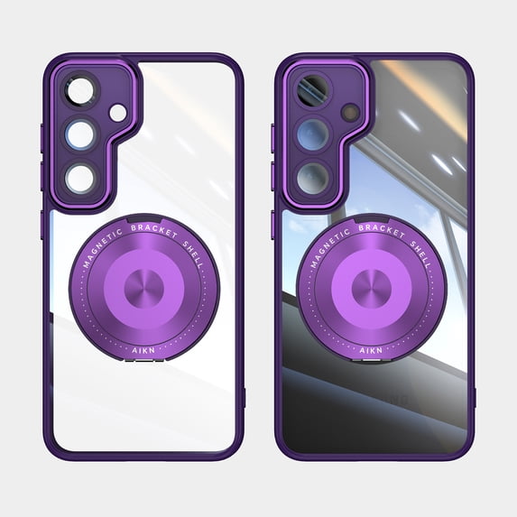 ELEHOLD Case for Samsung Galaxy S25, Anti-Drop 360° Stand Case with Lens Protector,Darkpurple