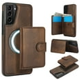 thumbnail image 1 of ELEHOLD Case for Samsung Galaxy S25 Edge, 2-in-1 Magnetic Shockproof Leather Wallet Flip Case Cover, Detachable Card Holder with Stand,Brown, 1 of 5