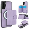 thumbnail image 1 of ELEHOLD Case for Samsung Galaxy S25 Edge, 2-in-1 Magnetic Shockproof Leather Wallet Flip Case Cover, Detachable Card Holder with Stand,Purple, 1 of 5