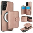 thumbnail image 1 of ELEHOLD Case for Samsung Galaxy S25 Edge, 2-in-1 Magnetic Shockproof Leather Wallet Flip Case Cover, Detachable Card Holder with Stand,Rosegold, 1 of 5