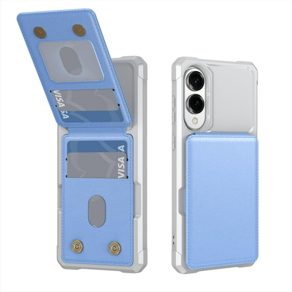 ELEHOLD Case for Samsung Galaxy S25 Edge, PU Leather Flip Wallet Case with Card Holder & Kickstand,Blue