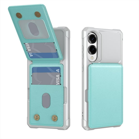 ELEHOLD Case for Samsung Galaxy S25 Edge, PU Leather Flip Wallet Case with Card Holder & Kickstand,Green