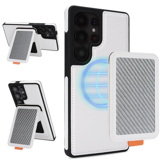 ELEHOLD Case for Samsung Galaxy S25 Edge, RFID Detachable Leather Wallet Phone Case with Card Slot and Kickstand,White