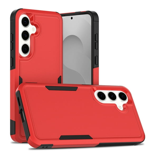 ELEHOLD Case for Samsung Galaxy S25 FE, Shockproof Dual Layer Case Hybrid Cover, Non-Slip Grip,Red
