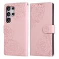 thumbnail image 1 of ELEHOLD Case for Samsung Galaxy S25, Flower Embossed Flip Leather Wallet Phone Case with 3 Card Slots & Wrist Strap,Rosegold, 1 of 8