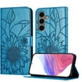 thumbnail image 1 of ELEHOLD Case for Samsung Galaxy S25+, Sunflower Embossed Leather Wallet Case with Magnetic Closure & Kickstand,Blue, 1 of 6