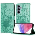 thumbnail image 1 of ELEHOLD Case for Samsung Galaxy S25, Sunflower Embossed Leather Wallet Case with Magnetic Closure & Kickstand,Green, 1 of 6