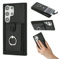 thumbnail image 1 of ELEHOLD Case for Samsung Galaxy S25 Ultra, PU Leather Wallet Case with Card Slot, 360° Rotating Ring Stand Cover,Black, 1 of 6