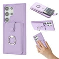 thumbnail image 1 of ELEHOLD Case for Samsung Galaxy S25 Ultra, PU Leather Wallet Case with Card Slot, 360° Rotating Ring Stand Cover,Purple, 1 of 6