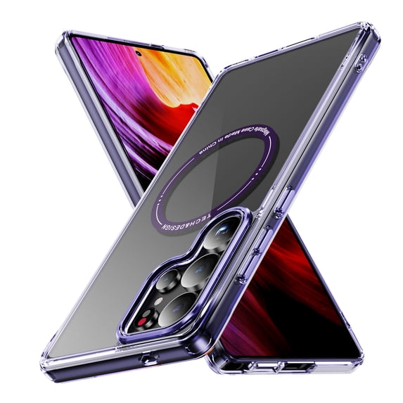 ELEHOLD Case for Samsung Galaxy S25 Ultra, Shockproof Crystal Clear Magnetic Phone Case,Purple