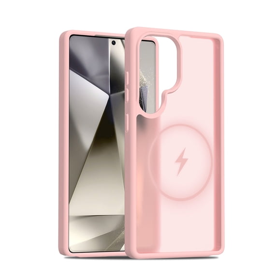 ELEHOLD Case for Samsung Galaxy S25 Ultra, Shockproof Magnetic Skin-Feel Case,Compatible with Wireless Charging,Pink
