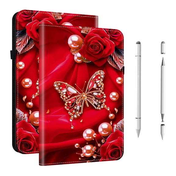 ELEHOLD Case for Samsung Galaxy Tab A9, Shockproof Leather Case with 3-in-1 Stylus Pen, Adjustable Stand,B