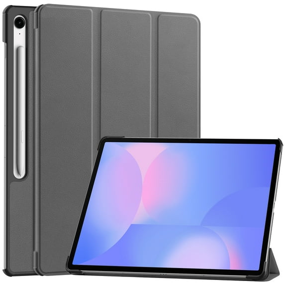 ELEHOLD Case for Samsung Galaxy Tab S10 FE+, PU Leather Folio Case with Kickstand & Auto Sleep/Wake, Slim Lightweight Protective Cover,Gray